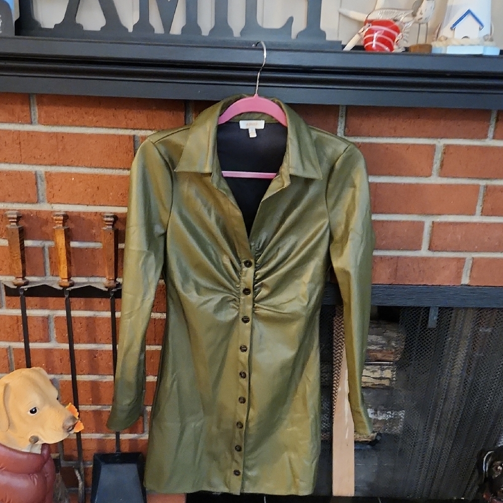 U.Peach Pleather button down Dress